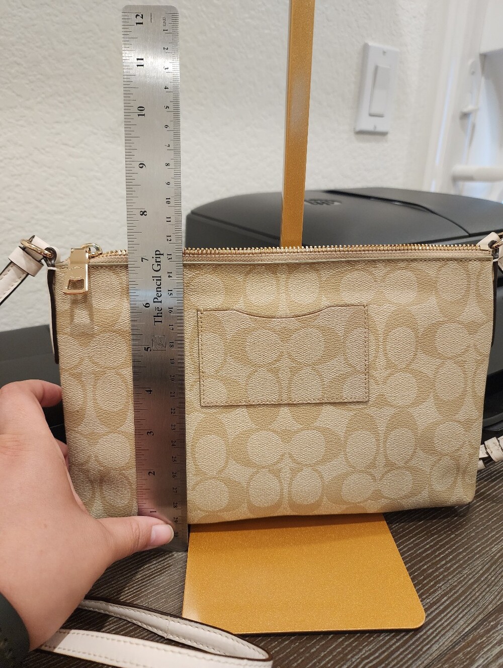 Coach Signature Tan Crossbody Bag with White Trim - Picture 13 of 16